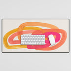 Funky Retro 70's Style Pattern Orange Pink Greindent Striped Circles Mid Century Colorful Pop Art Desk Mat Gallery Image 1