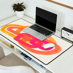 Funky Retro 70's Style Pattern Orange Pink Greindent Striped Circles Mid Century Colorful Pop Art Desk Mat Gallery Image 2