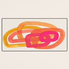 Funky Retro 70's Style Pattern Orange Pink Greindent Striped Circles Mid Century Colorful Pop Art Desk Mat Gallery Image 3