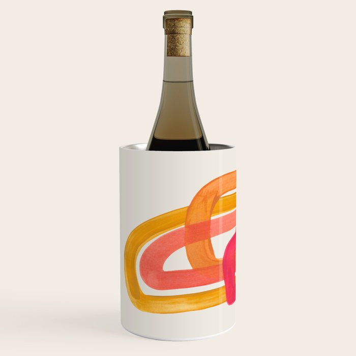 Funky Retro 70's Style Pattern Orange Pink Greindent Striped Circles Mid Century Colorful Pop Art Wine Chiller Gallery Image 2