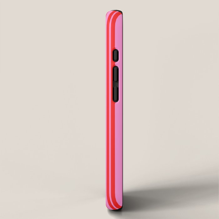 Preppy Hot Pink and Red Classic Double Stripes Contemporary Vertical Stripe Pattern iPhone Case Gallery Image 2