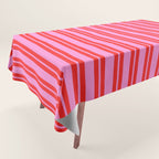 Preppy Hot Pink and Red Classic Double Stripes Contemporary Vertical Stripe Pattern Tablecloth Gallery Image 1