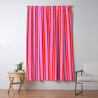 Preppy Hot Pink and Red Classic Double Stripes Contemporary Vertical Stripe Pattern Window Curtain Gallery Image 5
