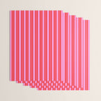 Preppy Hot Pink and Red Classic Double Stripes Contemporary Vertical Stripe Pattern Wrapping Paper Gallery Image 3