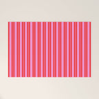 Preppy Hot Pink and Red Classic Double Stripes Contemporary Vertical Stripe Pattern Welcome Mat Gallery Image 1