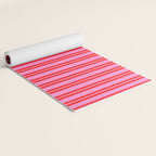 Preppy Hot Pink and Red Classic Double Stripes Contemporary Vertical Stripe Pattern Yoga Mat Gallery Image 2