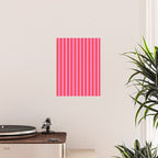 Preppy Hot Pink and Red Classic Double Stripes Contemporary Vertical Stripe Pattern Poster Gallery Image 2