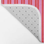 Preppy Hot Pink and Red Classic Double Stripes Contemporary Vertical Stripe Pattern Bath Mat Gallery Image 2