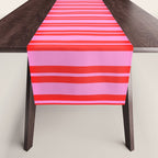 Preppy Hot Pink and Red Classic Double Stripes Contemporary Vertical Stripe Pattern Table Runner Gallery Image 1