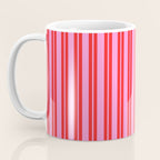 Preppy Hot Pink and Red Classic Double Stripes Contemporary Vertical Stripe Pattern Coffee Mug Gallery Image 3