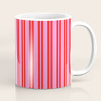 Preppy Hot Pink and Red Classic Double Stripes Contemporary Vertical Stripe Pattern Coffee Mug Gallery Image 1