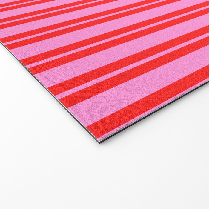Preppy Hot Pink and Red Classic Double Stripes Contemporary Vertical Stripe Pattern Welcome Mat Gallery Image 2