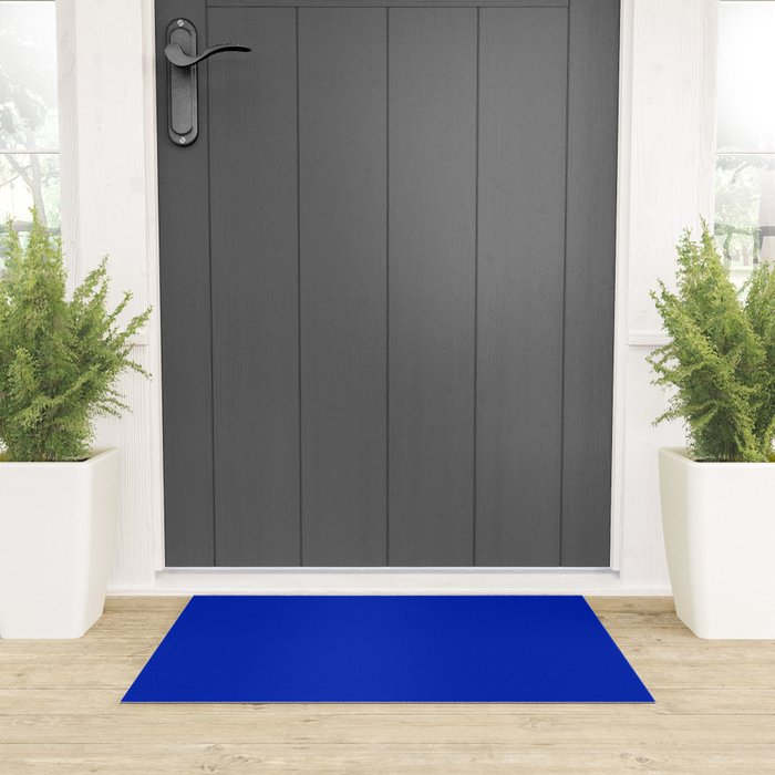 ROYAL BLUE Solid Color Plain Bold  Vibrant Blue Shade  Welcome Mat Gallery Image 3