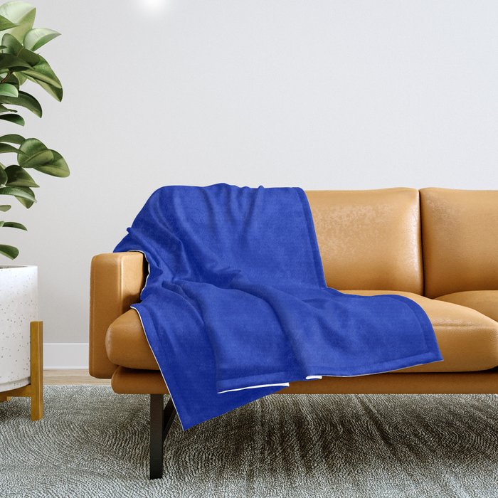 ROYAL BLUE Solid Color Plain Bold  Vibrant Blue Shade  Throw Blanket Gallery Image 1
