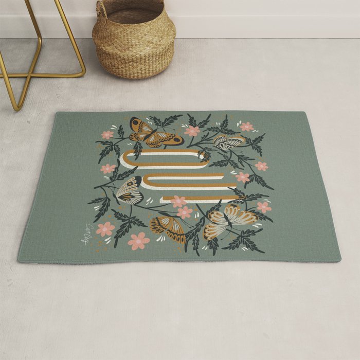 Oui Butterflies - Mint & Gold Rug Gallery Image 1
