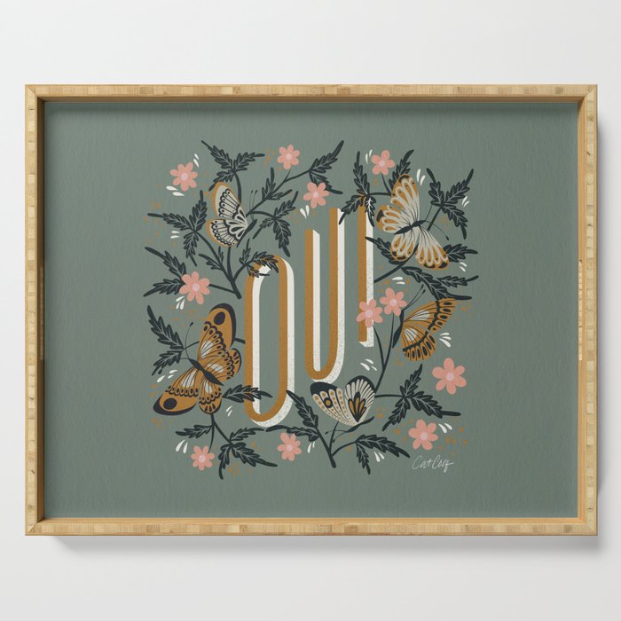 Oui Butterflies - Mint & Gold Serving Tray Gallery Image 1