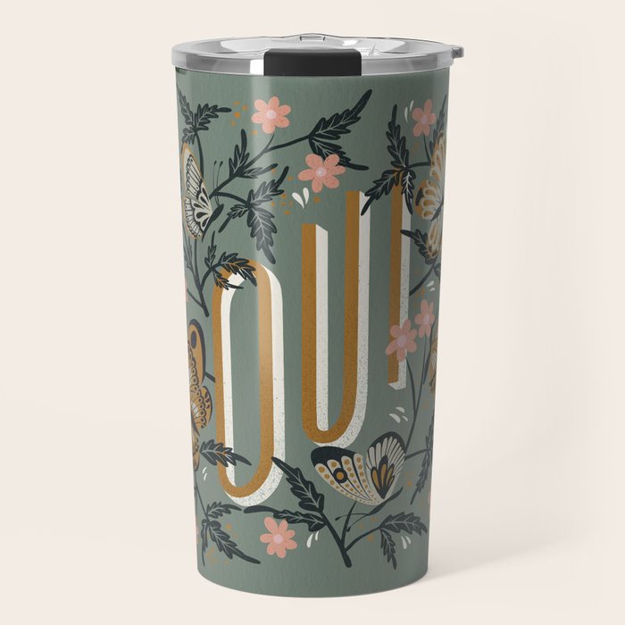 Oui Butterflies - Mint & Gold Travel Mug Gallery Image 1