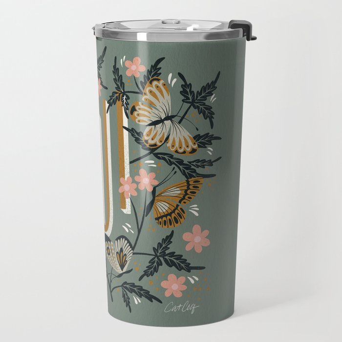 Oui Butterflies - Mint & Gold Travel Mug Gallery Image 2