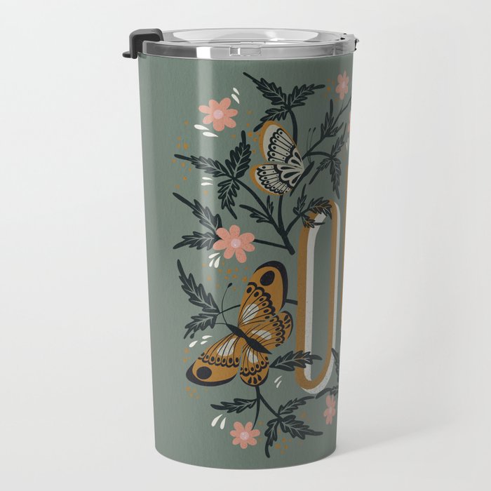 Oui Butterflies - Mint & Gold Travel Mug Gallery Image 3