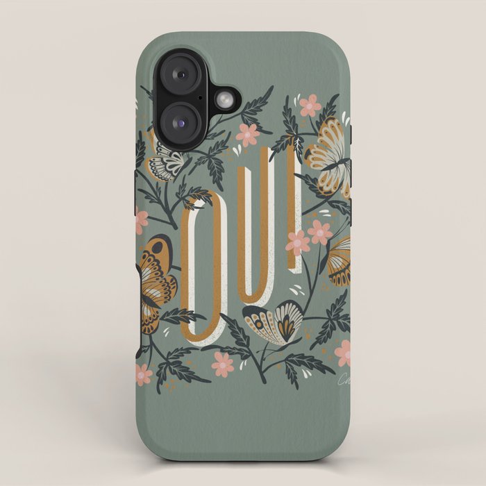 Oui Butterflies - Mint & Gold iPhone Case Gallery Image 1