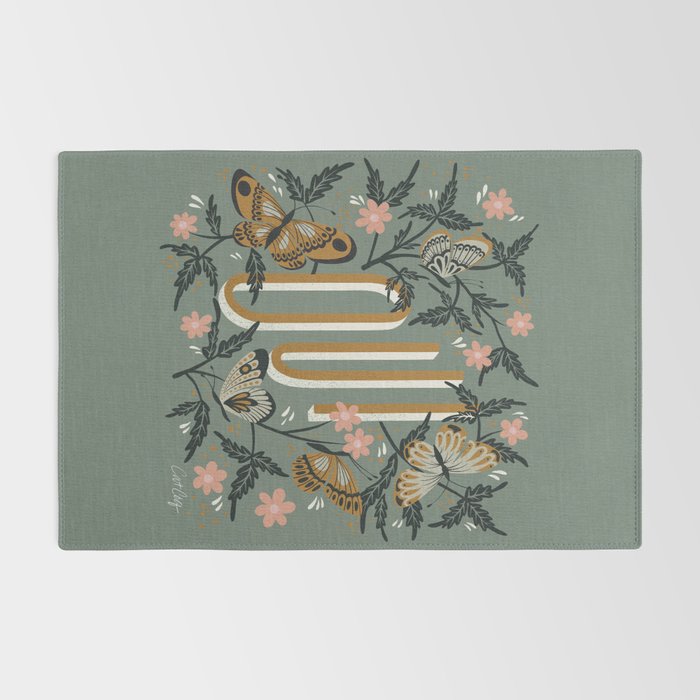 Oui Butterflies - Mint & Gold Rug Gallery Image 2