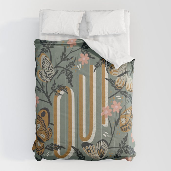 Oui Butterflies - Mint & Gold Comforter Gallery Image 1