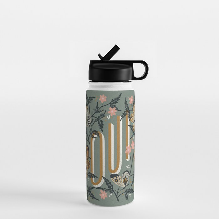 Oui Butterflies - Mint & Gold Water Bottle Gallery Image 1