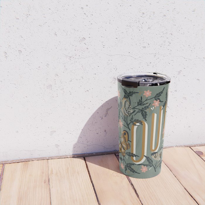 Oui Butterflies - Mint & Gold Travel Mug Gallery Image 4