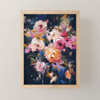 Splashes of Pink and Navy Flowery Art Mini Art Print Gallery Image 1