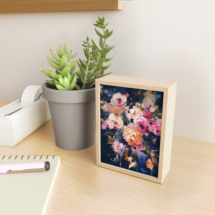Splashes of Pink and Navy Flowery Art Mini Art Print Gallery Image 2