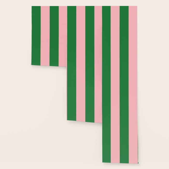 Pink and Green Stripes Narrow Vertical Stripe Pattern Wallpaper Gallery Image 3