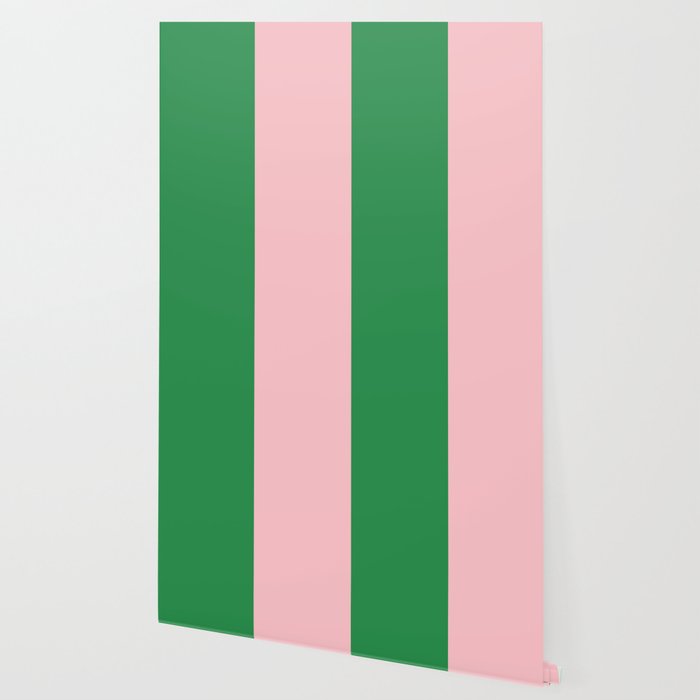 Pink and Green Stripes Narrow Vertical Stripe Pattern Wallpaper Gallery Image 2