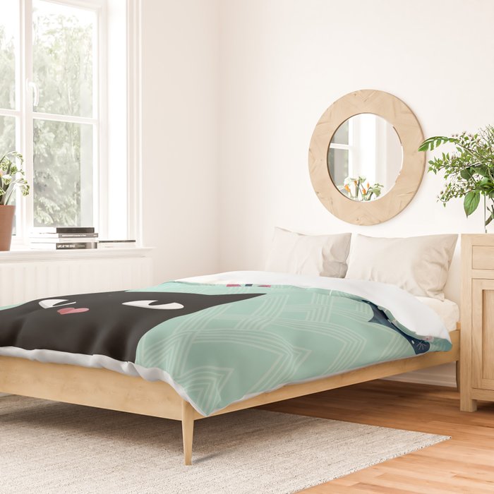 Mistletoe? (Black Cat) Duvet Cover Gallery Image 2