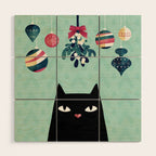 Mistletoe? (Black Cat) Wood Wall Art Gallery Image 1
