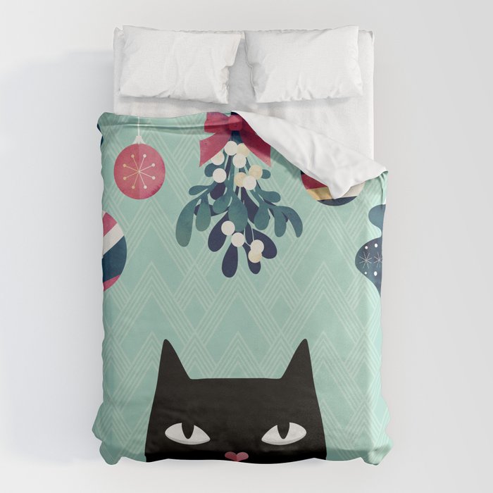 Mistletoe? (Black Cat) Duvet Cover Gallery Image 6