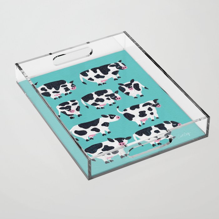 Cow Collection - Turquoise Acrylic Tray Gallery Image 1