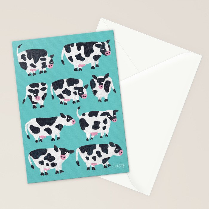 Cow Collection - Turquoise Stationery Card Gallery Image 2