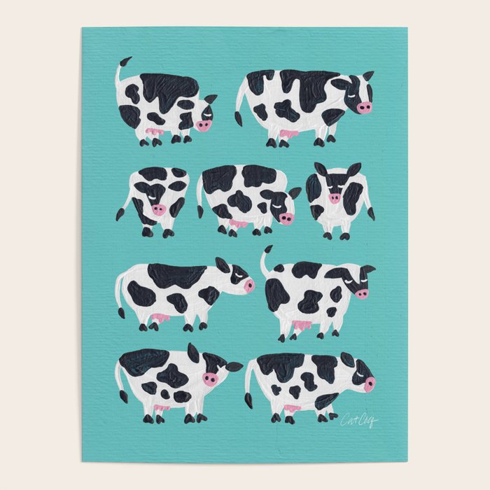 Cow Collection - Turquoise Poster Gallery Image 4