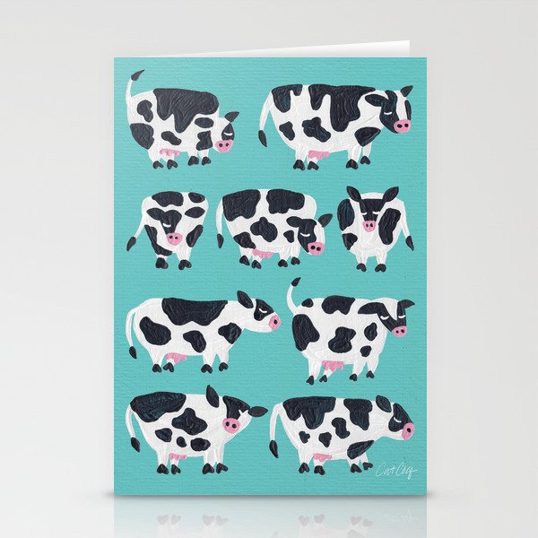 Cow Collection - Turquoise Stationery Card Gallery Image 1