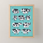 Cow Collection - Turquoise Mini Art Print Gallery Image 1