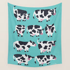 Cow Collection - Turquoise Wall Tapestry Gallery Image 4