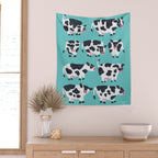 Cow Collection - Turquoise Wall Tapestry Gallery Image 2