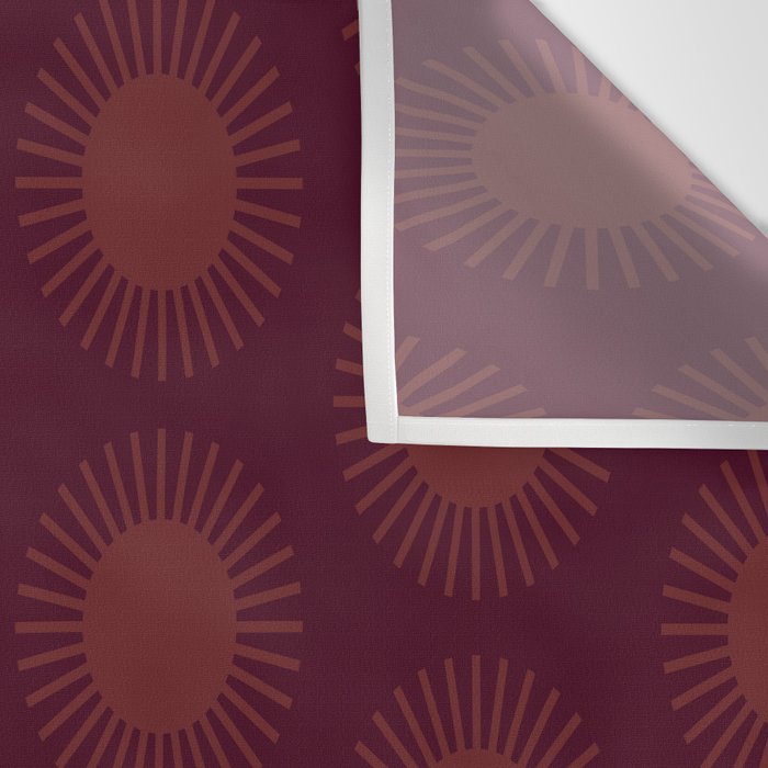 Boho Summer Sun Pattern XIII Dark Maroon Red Wall Tapestry Gallery Image 3