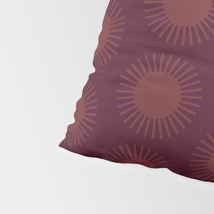 Boho Summer Sun Pattern XIII Dark Maroon Red Pillow Sham Gallery Image 4
