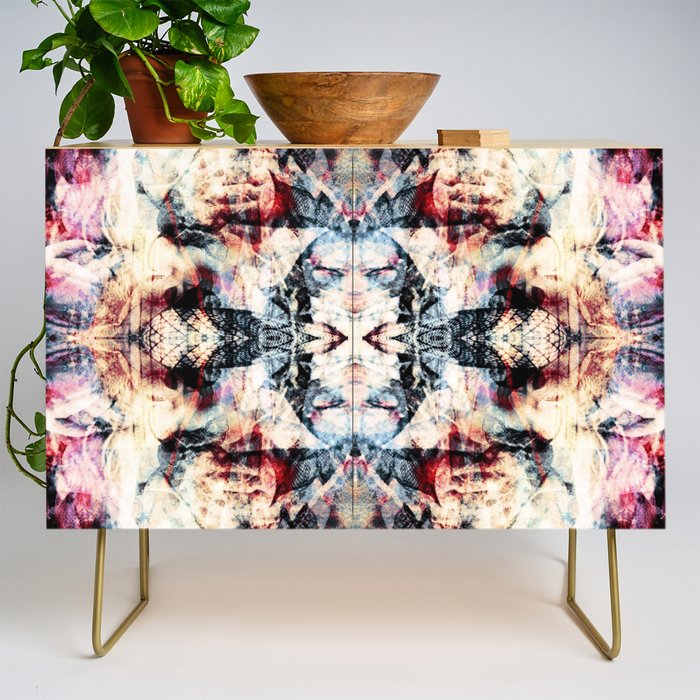 Colorful Abstract Batik Butterfly Rorschach Ink Blot Art Universe No5 Credenza Gallery Image 1