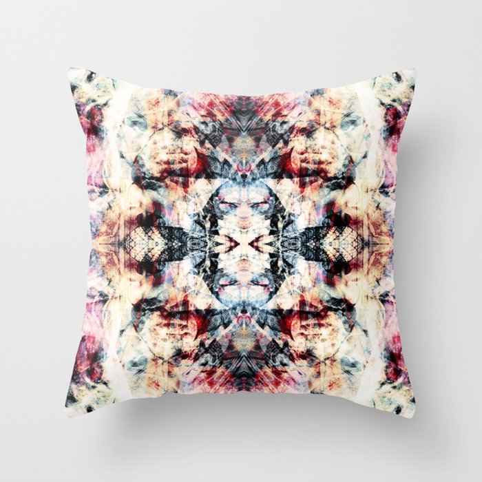 Colorful Abstract Batik Butterfly Rorschach Ink Blot Art Universe No5 Throw Pillow Gallery Image 1