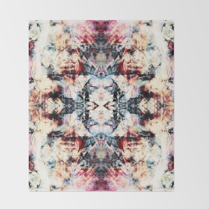Colorful Abstract Batik Butterfly Rorschach Ink Blot Art Universe No5 Throw Blanket Gallery Image 2