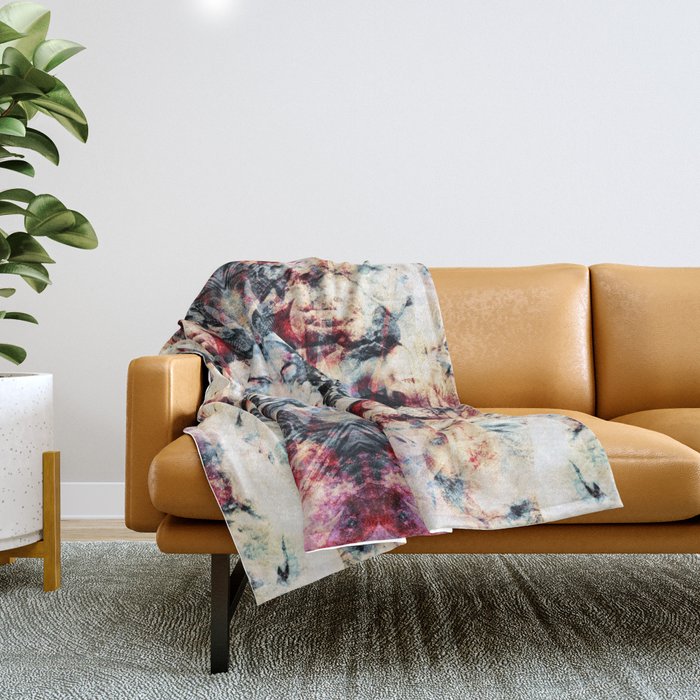 Colorful Abstract Batik Butterfly Rorschach Ink Blot Art Universe No5 Throw Blanket Gallery Image 1