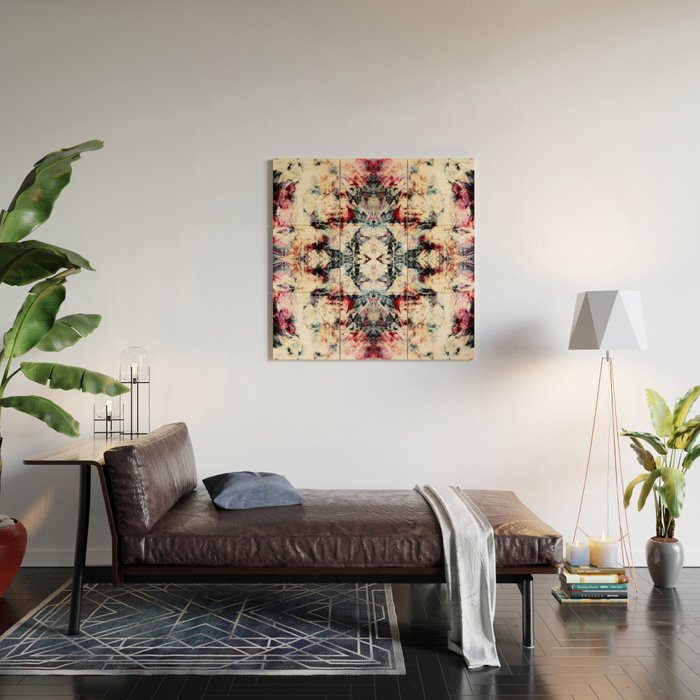 Colorful Abstract Batik Butterfly Rorschach Ink Blot Art Universe No5 Wood Wall Art Gallery Image 2