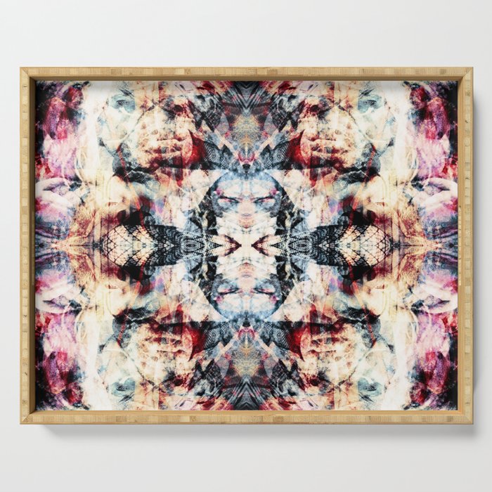 Colorful Abstract Batik Butterfly Rorschach Ink Blot Art Universe No5 Serving Tray Gallery Image 1